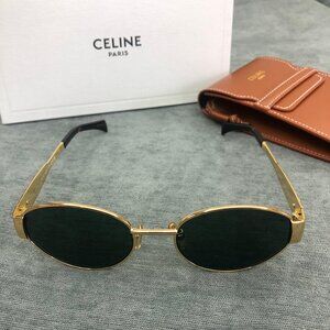 Celine Triomphe Gold Metal Oval Sunglasses